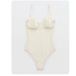 Aerie Lace Cream Bodysuit NWOT
